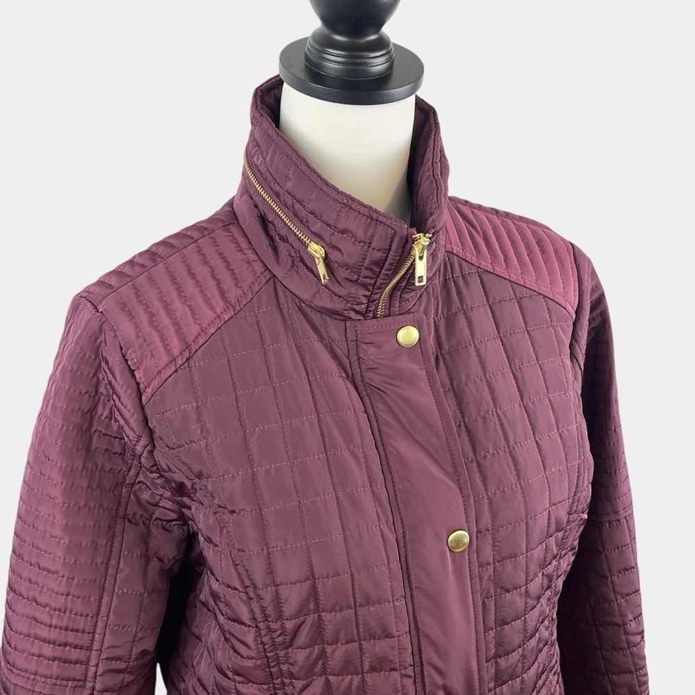 Jason Maxwell Outerwear Womens Quilted Jacket Size M Burgundy Full Zip - Picture 3 of 11